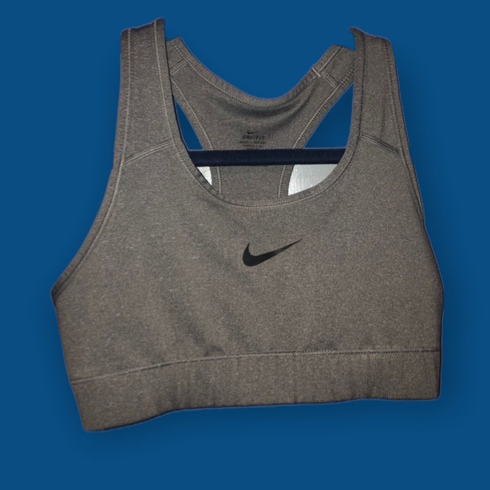 Grey Nike Swoosh Sports Bra